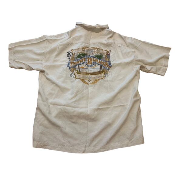 Tommy Bahama Shirt High Class Hotel 100% Silk Rayon Camp Shirt Men's XL Cream - Picture 1 of 7